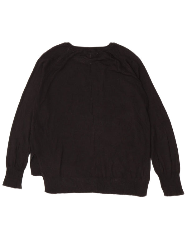 Suéter Zara feminino com gola redonda, Reino Unido 16, grande, viscose preta