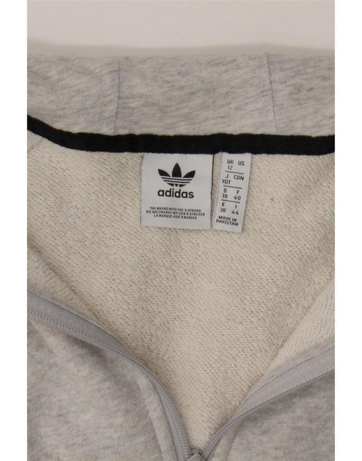 ADIDAS Womens Graphic Zip Hoodie Sweater UK 12 Medium Grey Colourblock Vintage Adidas and Second-Hand Adidas from Messina Hembry 