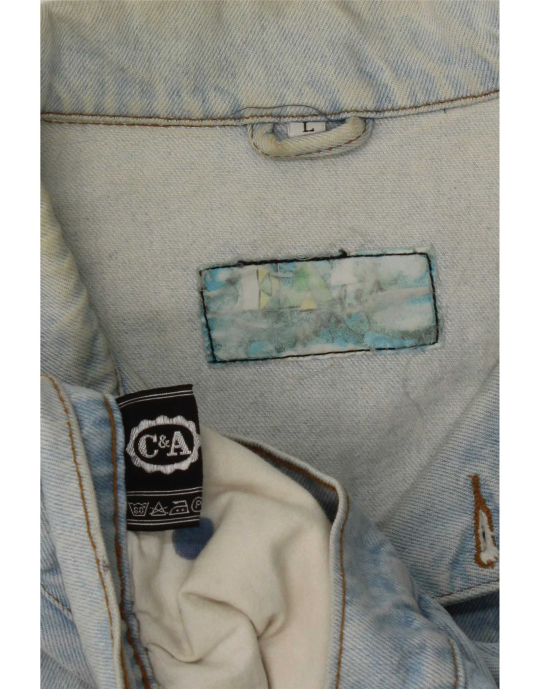 C&A Jaqueta Jeans Feminina Oversized Cropped Reino Unido 16 Grande Azul Algodão