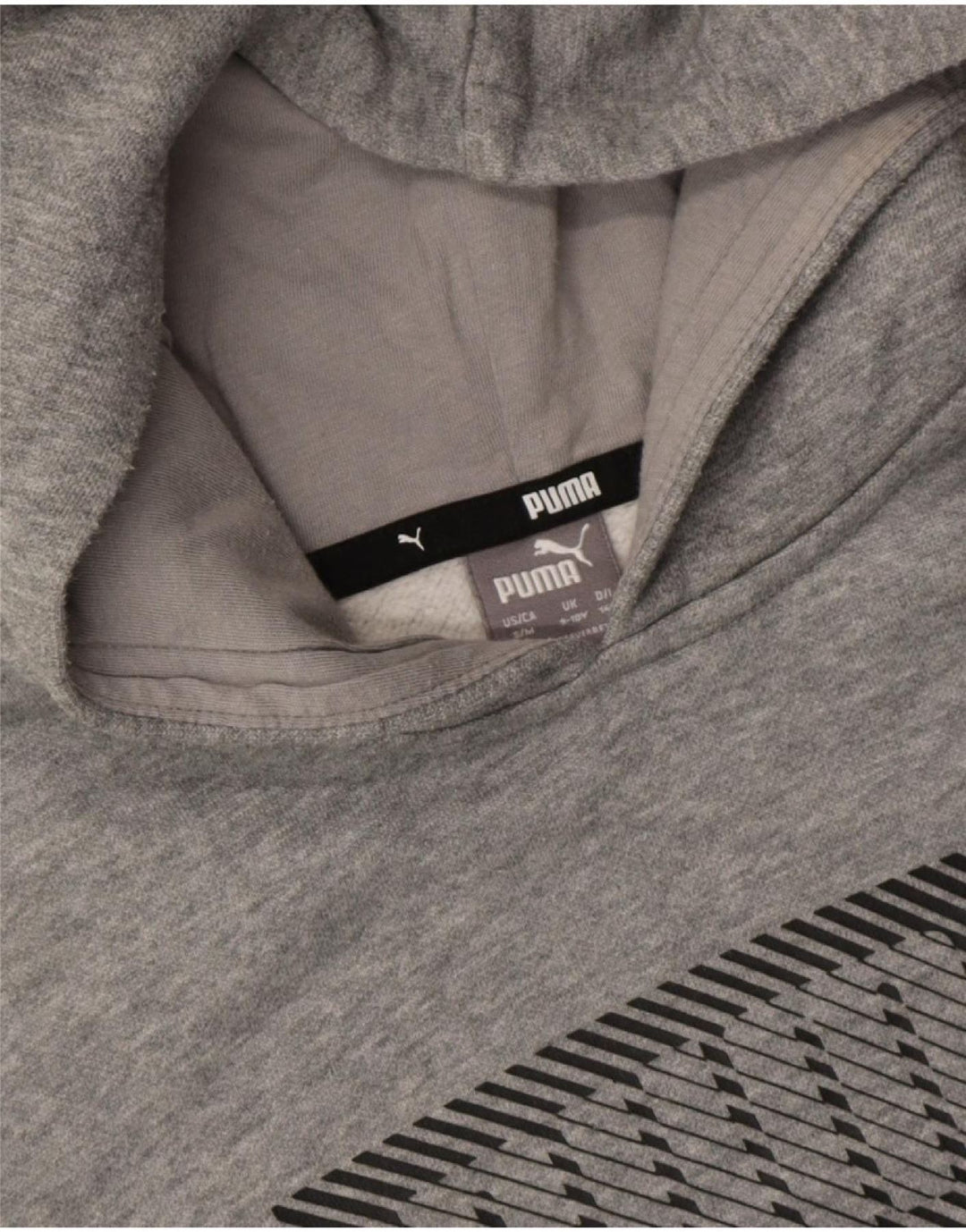 PUMA Boys Graphic Hoodie Jumper 9-10 Years Grey Cotton Vintage Puma and Second-Hand Puma from Messina Hembry 