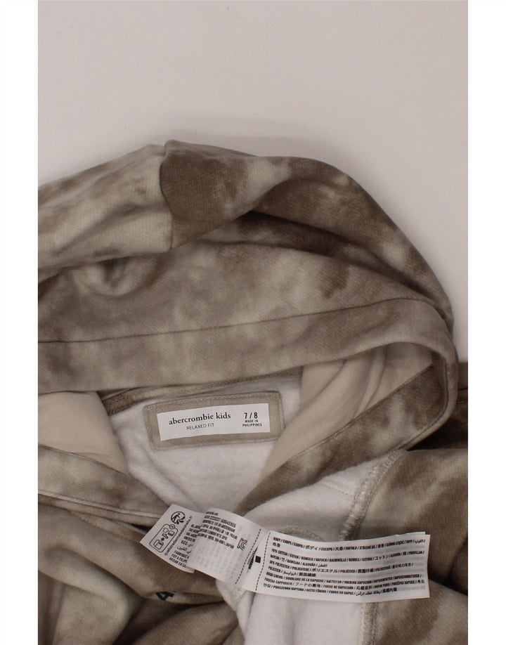 ABERCROMBIE & FITCH Girls Relaxed Fit Hoodie Jumper 7-8 Years Beige Vintage Abercrombie & Fitch and Second-Hand Abercrombie & Fitch from Messina Hembry 