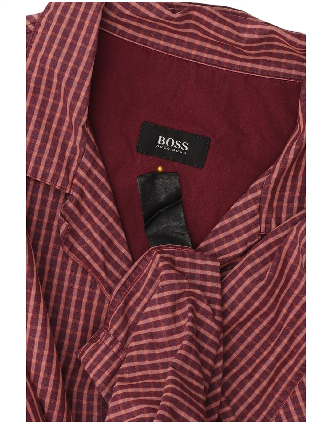 Camisa masculina HUGO BOSS grande algodão xadrez Borgonha