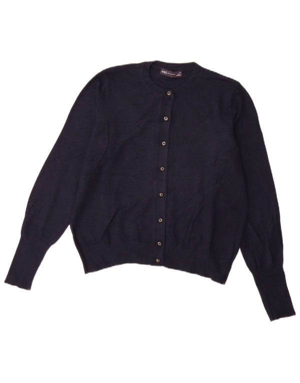 Suéter cardigã feminino Marks & Spencer Reino Unido 14 grande viscose azul marinho