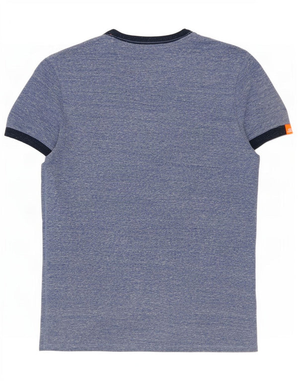 Camiseta masculina Superdry Top médio algodão manchado azul