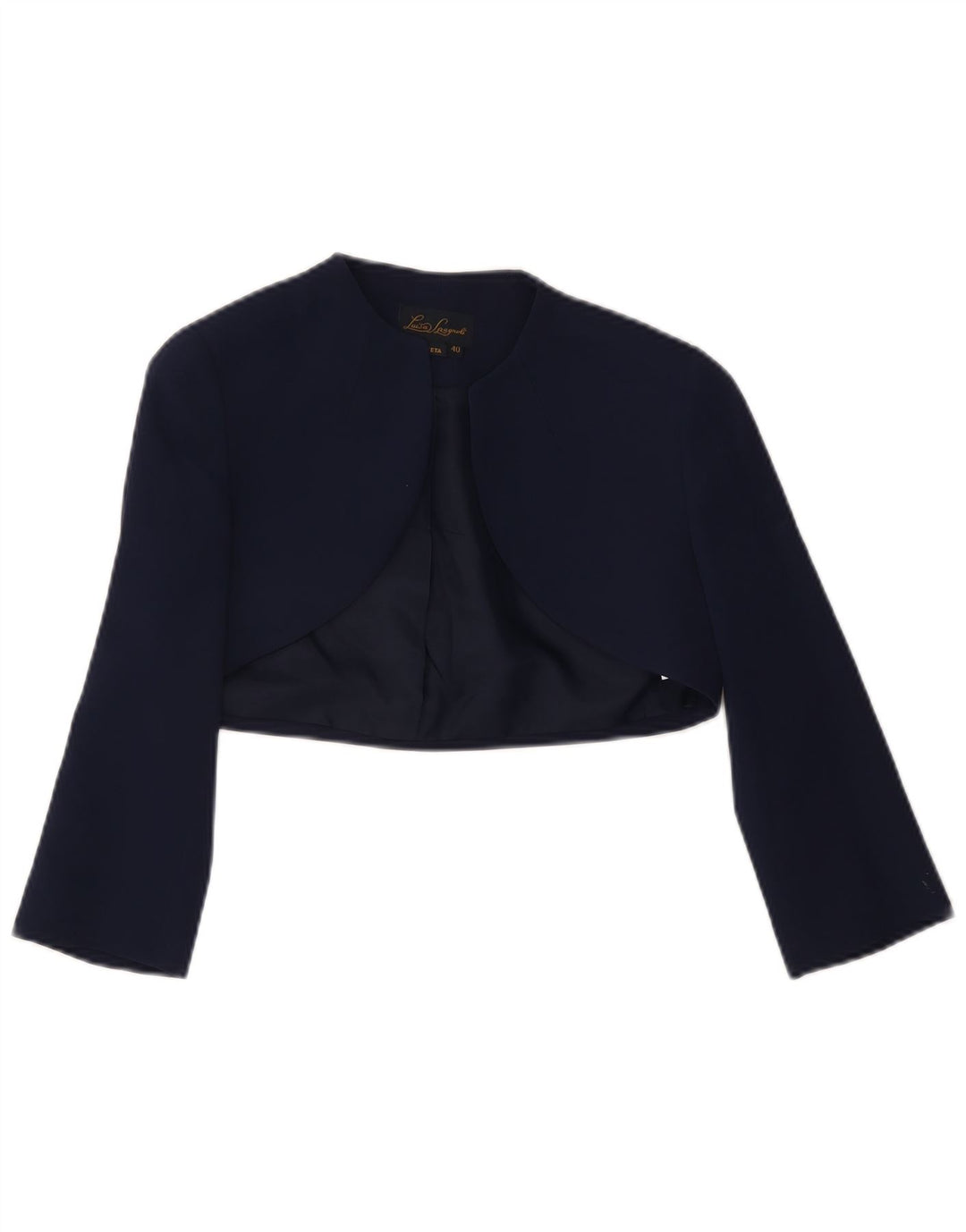 Luisa Spagnoli Jaqueta Bolero Feminina Manga 3/4 Aberta IT 40 Pequeno Azul Marinho