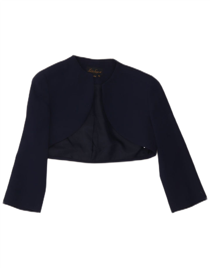 Luisa Spagnoli Jaqueta Bolero Feminina Manga 3/4 Aberta IT 40 Pequeno Azul Marinho