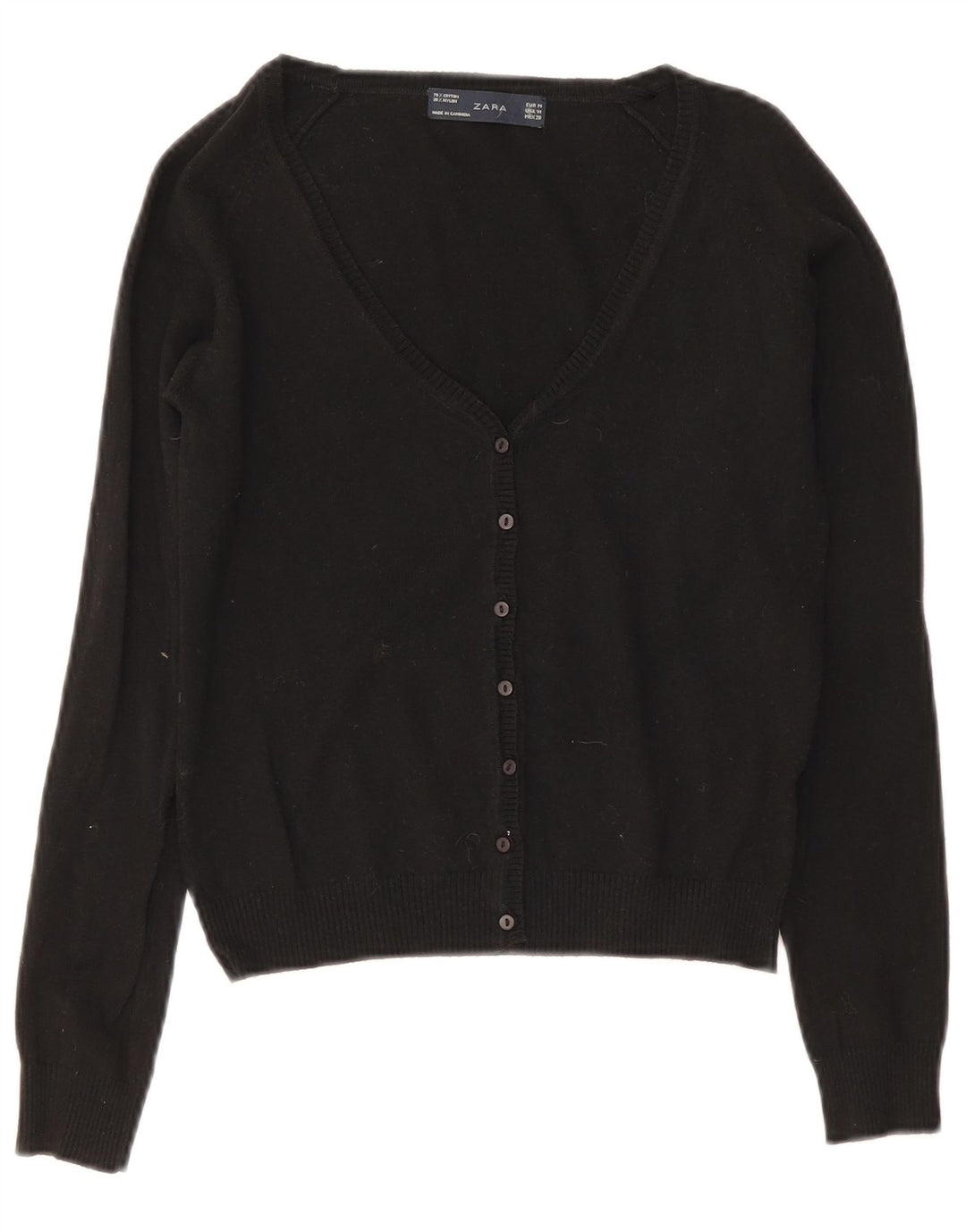 Zara Womens Bolero Jumper UK 12 Médio Algodão Preto