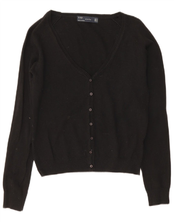 Zara Womens Bolero Jumper UK 12 Médio Algodão Preto