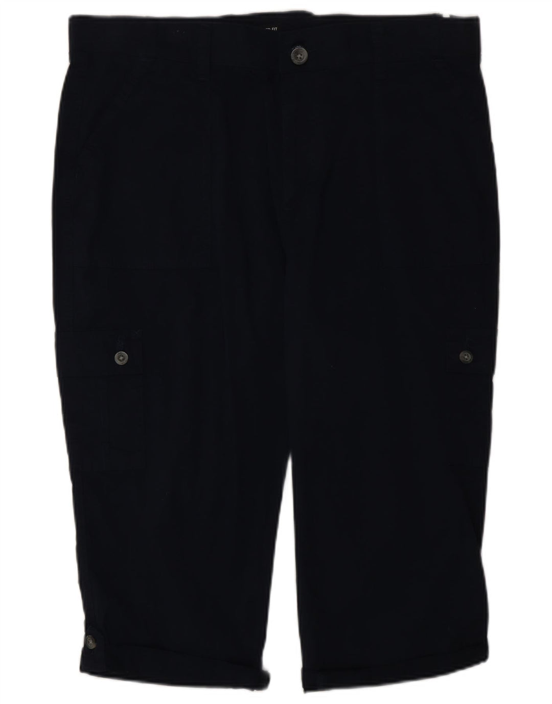 Calça feminina Lee Cargo Capri EUA 16 2XL W38 L19 algodão azul marinho