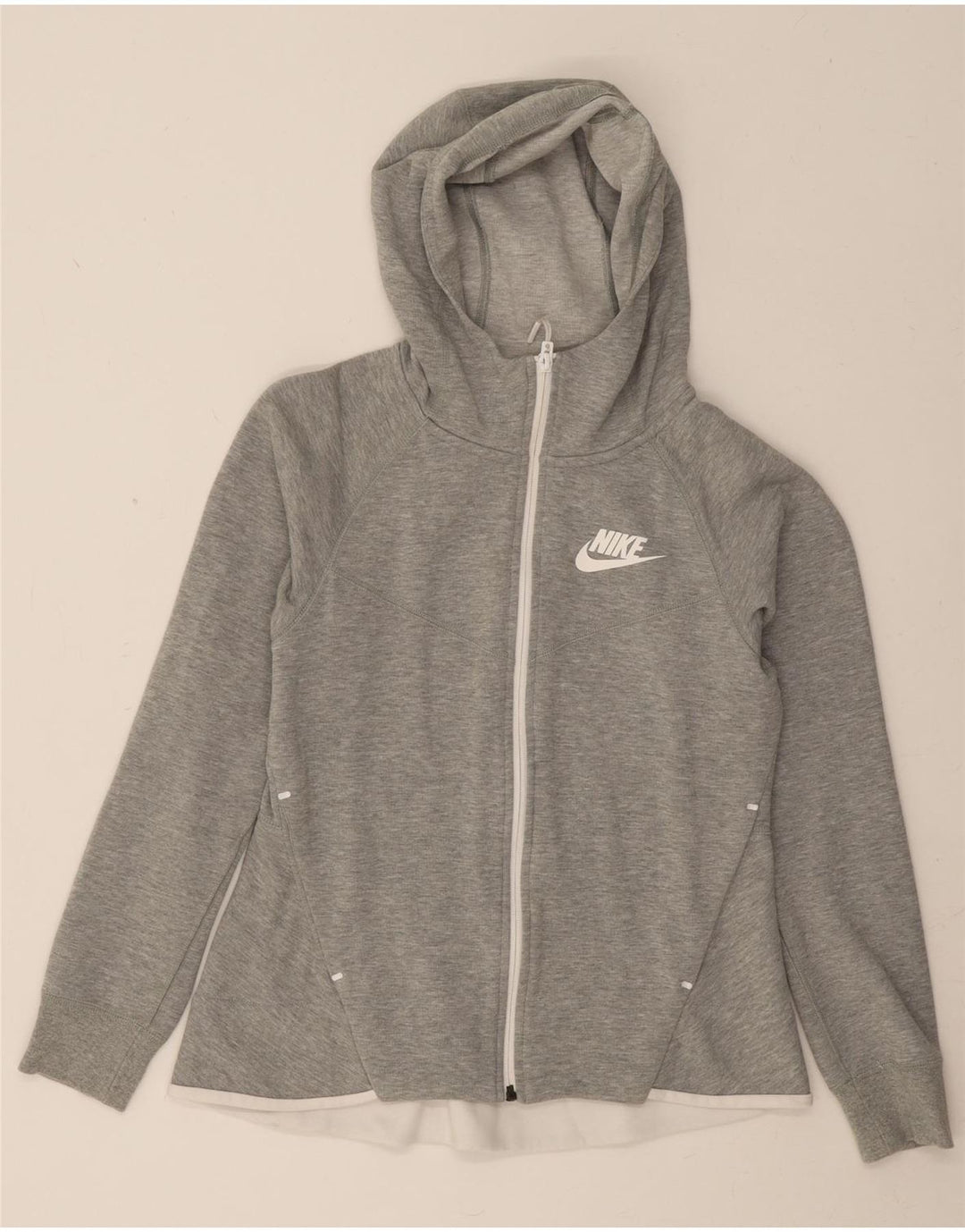Suéter feminino Nike com capuz e zíper UK 10 pequeno algodão cinza