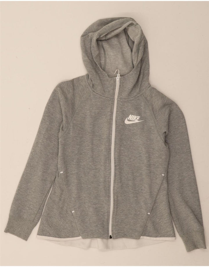 Suéter feminino Nike com capuz e zíper UK 10 pequeno algodão cinza
