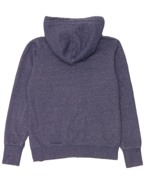 Suéter feminino Superdry com capuz e zíper Reino Unido 16 grande algodão manchado azul marinho