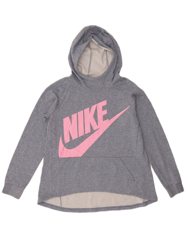 Jumper com capuz gráfico Nike Girls 13-14 anos XL cinza algodão