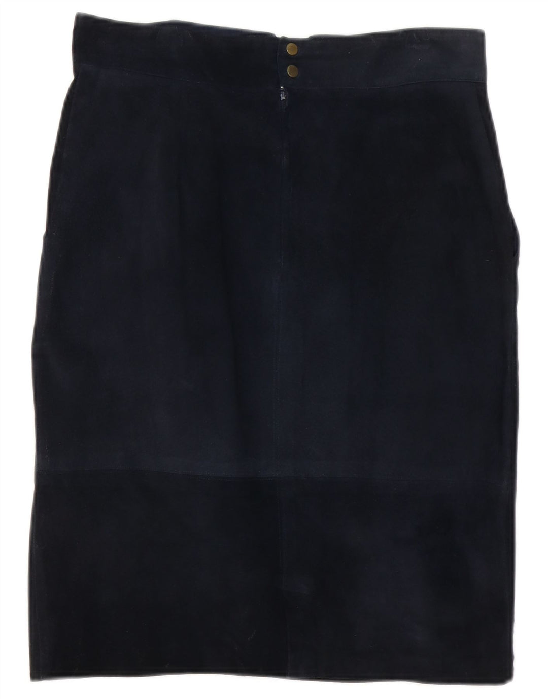 Saia reta feminina de camurça vintage W30 azul marinho médio