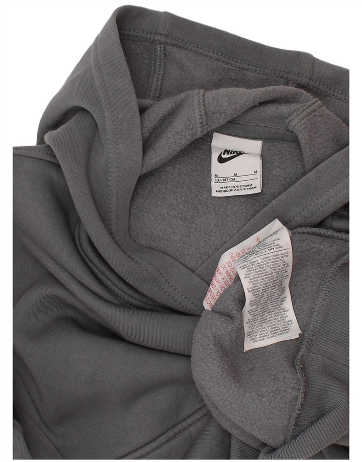 Jumper com capuz gráfico Nike Boys 10-11 anos cinza médio algodão