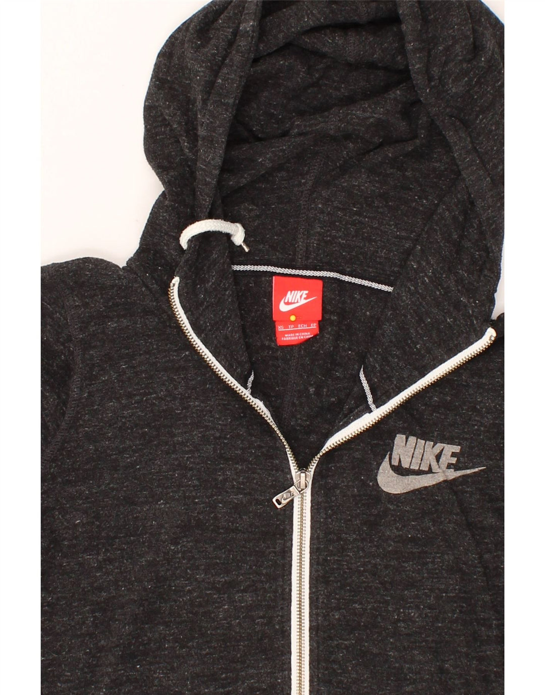 NIKE Womens Zip Hoodie Sweater UK 6 XS Grey Cotton Vintage Nike and Second-Hand Nike from Messina Hembry 