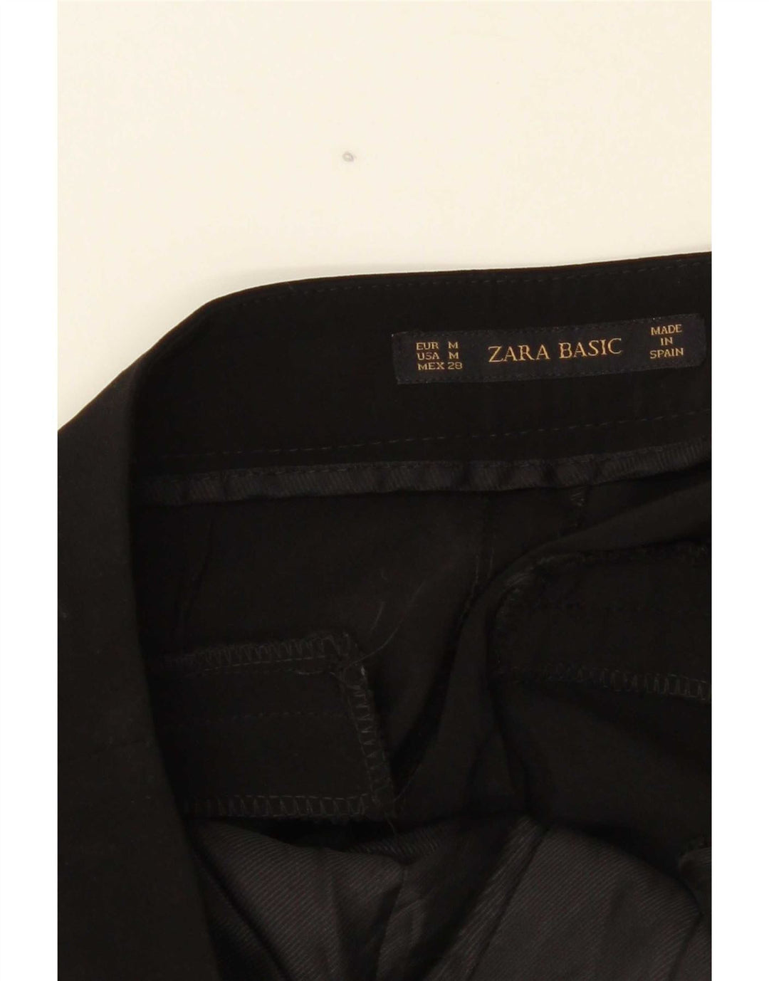 Calça casual feminina Zara Pegged médio W28 L32 poliéster preto