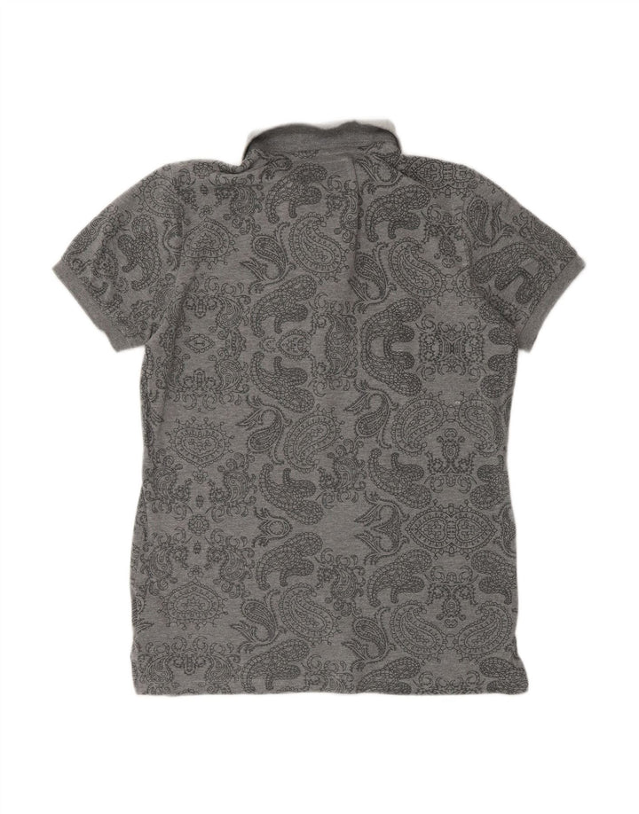 GURU Camisa polo masculina cinza médio algodão paisley