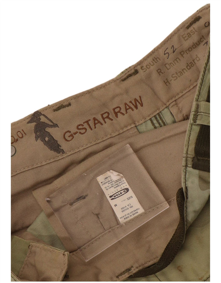 G-STAR Mens Cargo Bermuda Shorts Médio W34 Cáqui Camuflagem Algodão