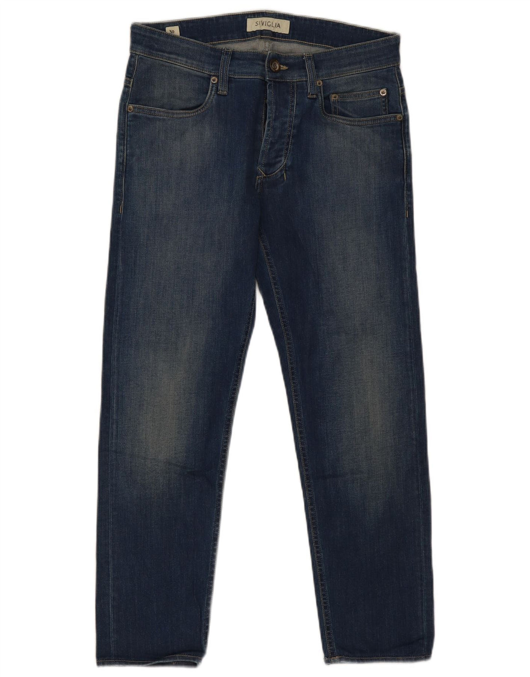 Jeans recortados femininos SIVIGLIA W30 L26 algodão azul
