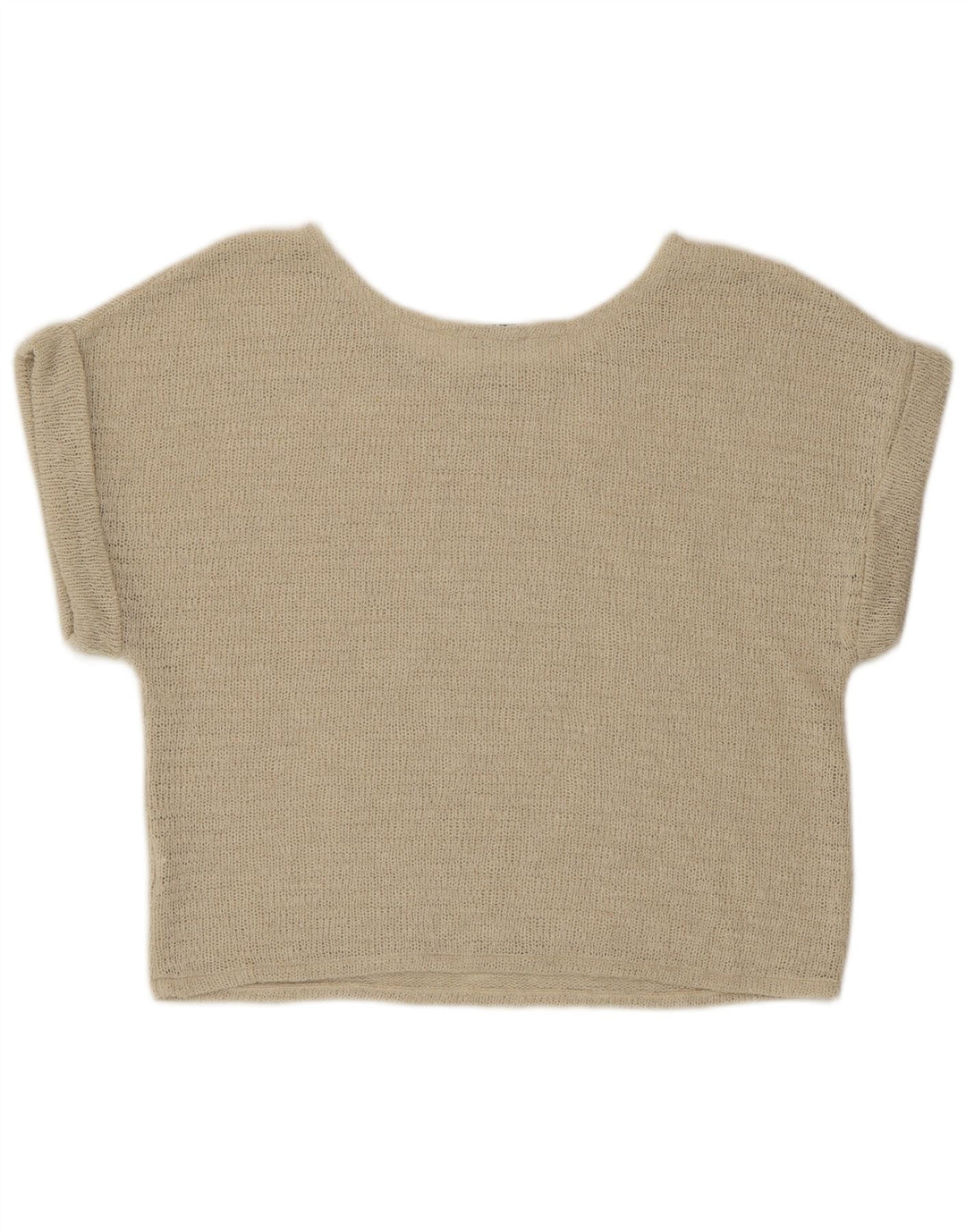Zara blusa feminina de malha cortada top Reino Unido 16 grande bege