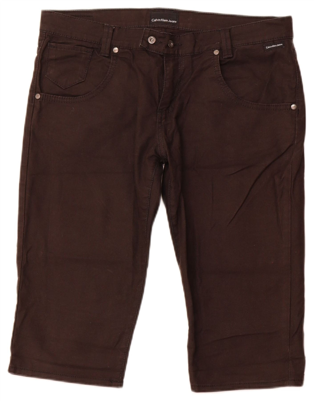 Bermuda feminina Calvin Klein W31 algodão marrom médio