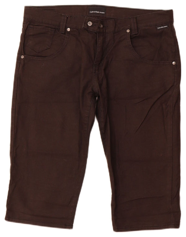 Bermuda feminina Calvin Klein W31 algodão marrom médio