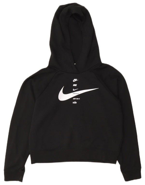 Suéter Nike feminino oversized com capuz e corte gráfico UK 10 pequeno algodão preto