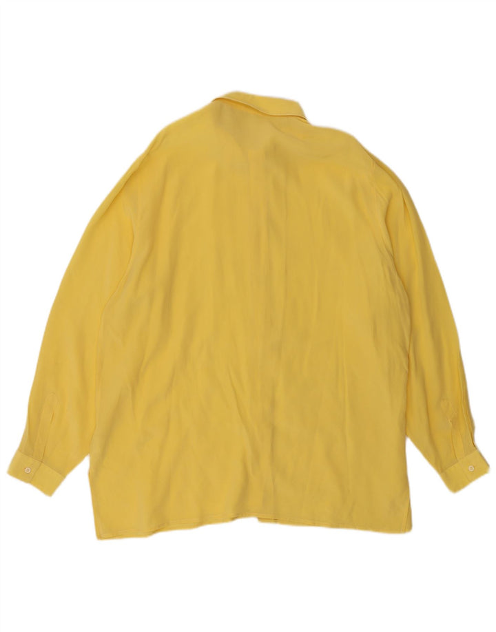 Camisa feminina vintage IT 50 XL seda amarela