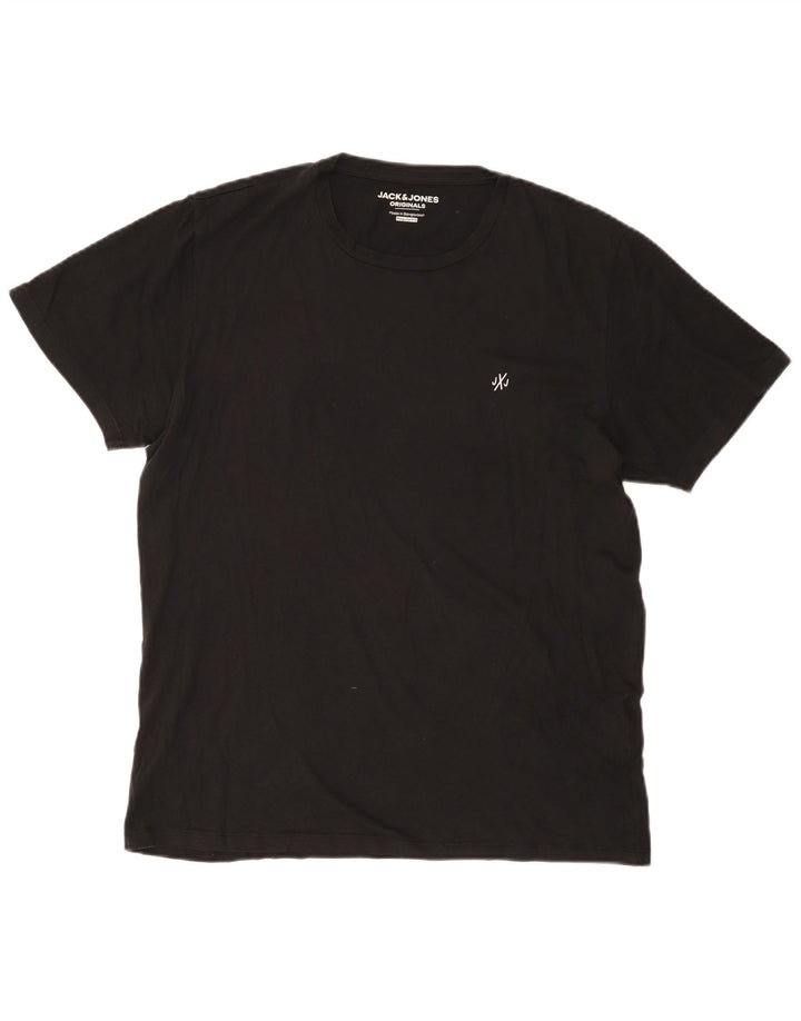 Camiseta masculina Jack & Jones Regular Fit Top grande de algodão preto