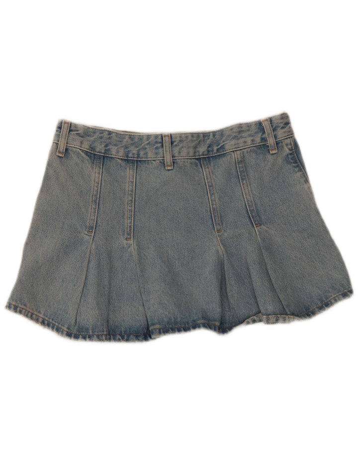 Mini saia jeans feminina Zara pequena W26 algodão azul