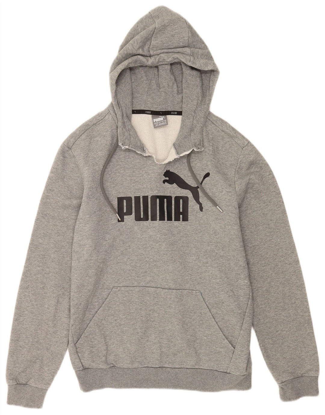 Suéter com capuz gráfico masculino Puma, algodão manchado cinza médio