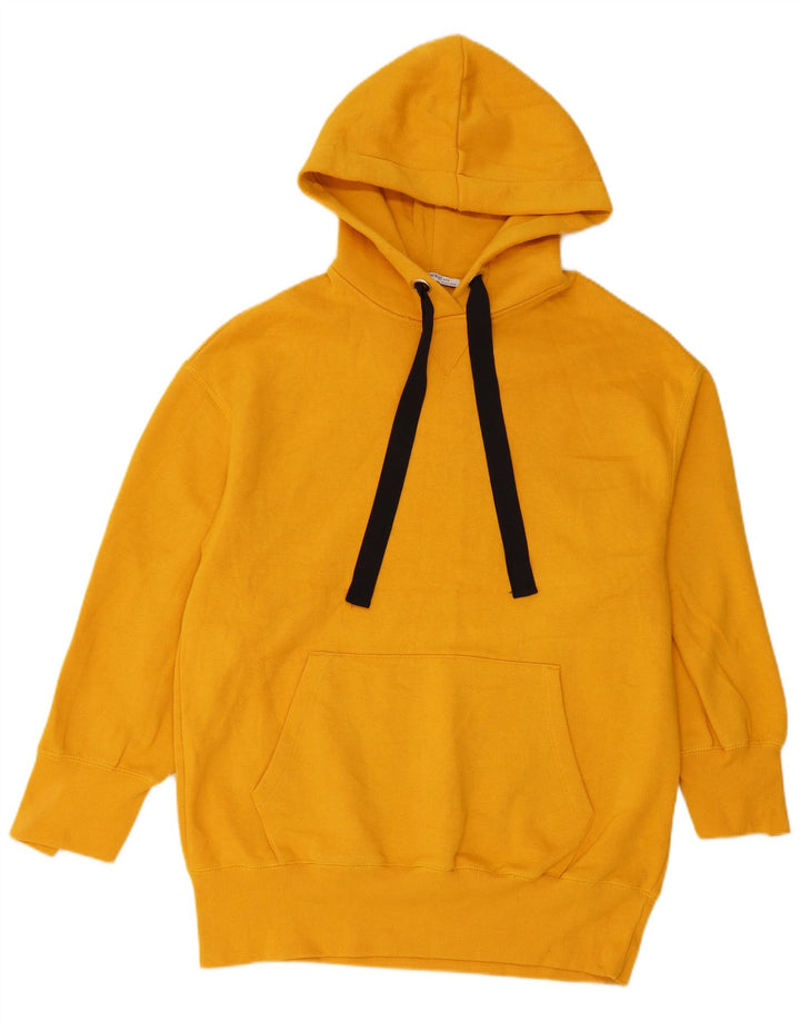 Zara Womens Oversized Hoodie Jumper UK 10 Pequeno Poliéster Amarelo