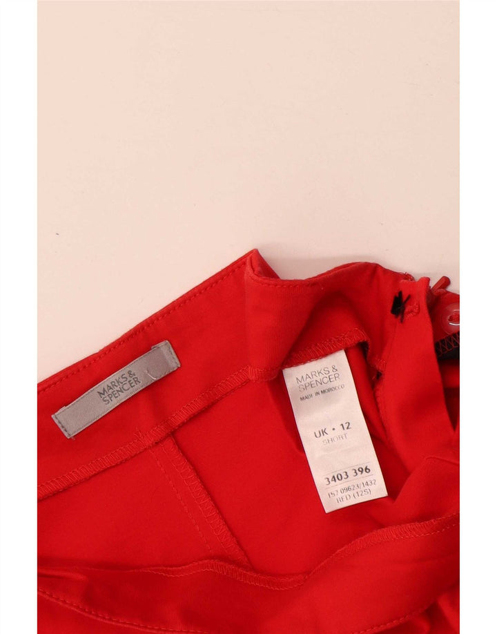 Calças cortadas femininas Marks & Spencer UK 12 médio W30 L24 algodão vermelho