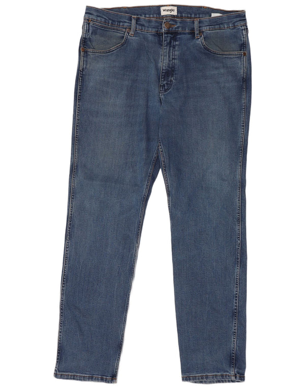 Wrangler Mens Greensboro Straight Jeans W38 L34 Azul Algodão