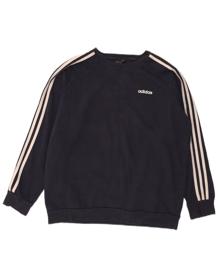 Adidas feminino oversized moletom jumper reino unido 12/14 médio azul marinho algodão