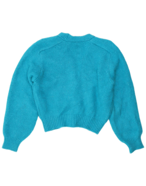 Suéter feminino Zara com corte solto e cardigan UK 10 pequeno azul acrílico