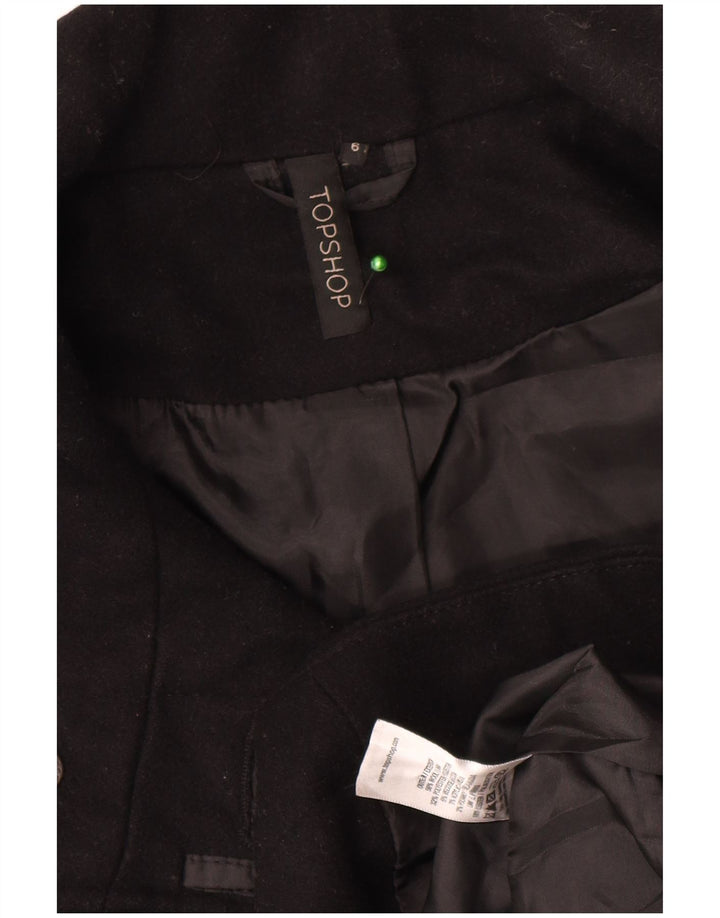 Topshop Womens Oversized Pea Coat UK 6 XS Poliéster Preto