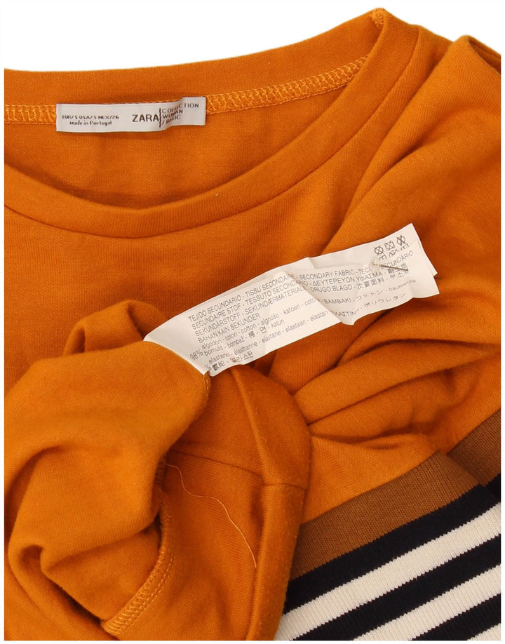 Zara moletom feminino oversized jumper UK 10 pequeno laranja listrado