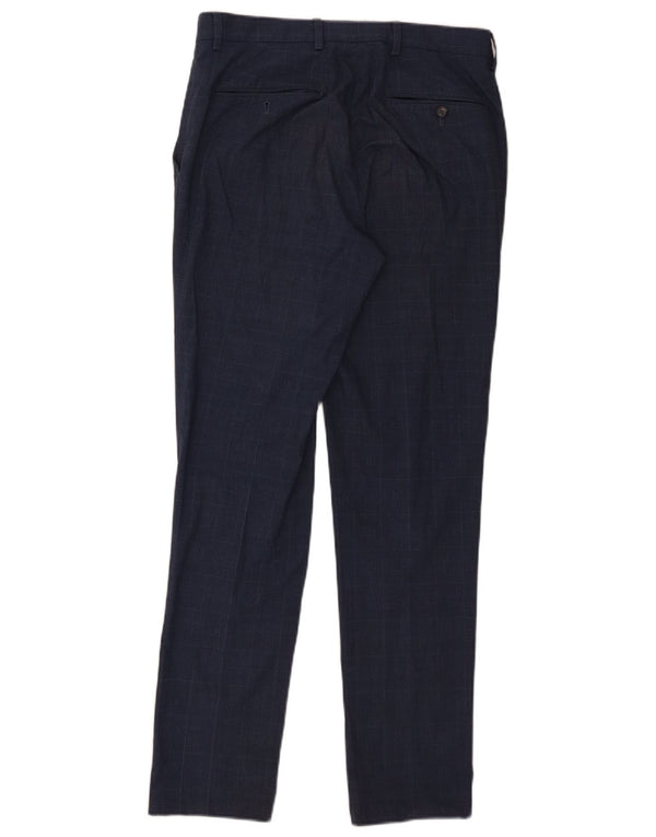 Calça Chino Masculina Slim Fit Marks & Spencer W30 L31 Azul Marinho Houndstooth