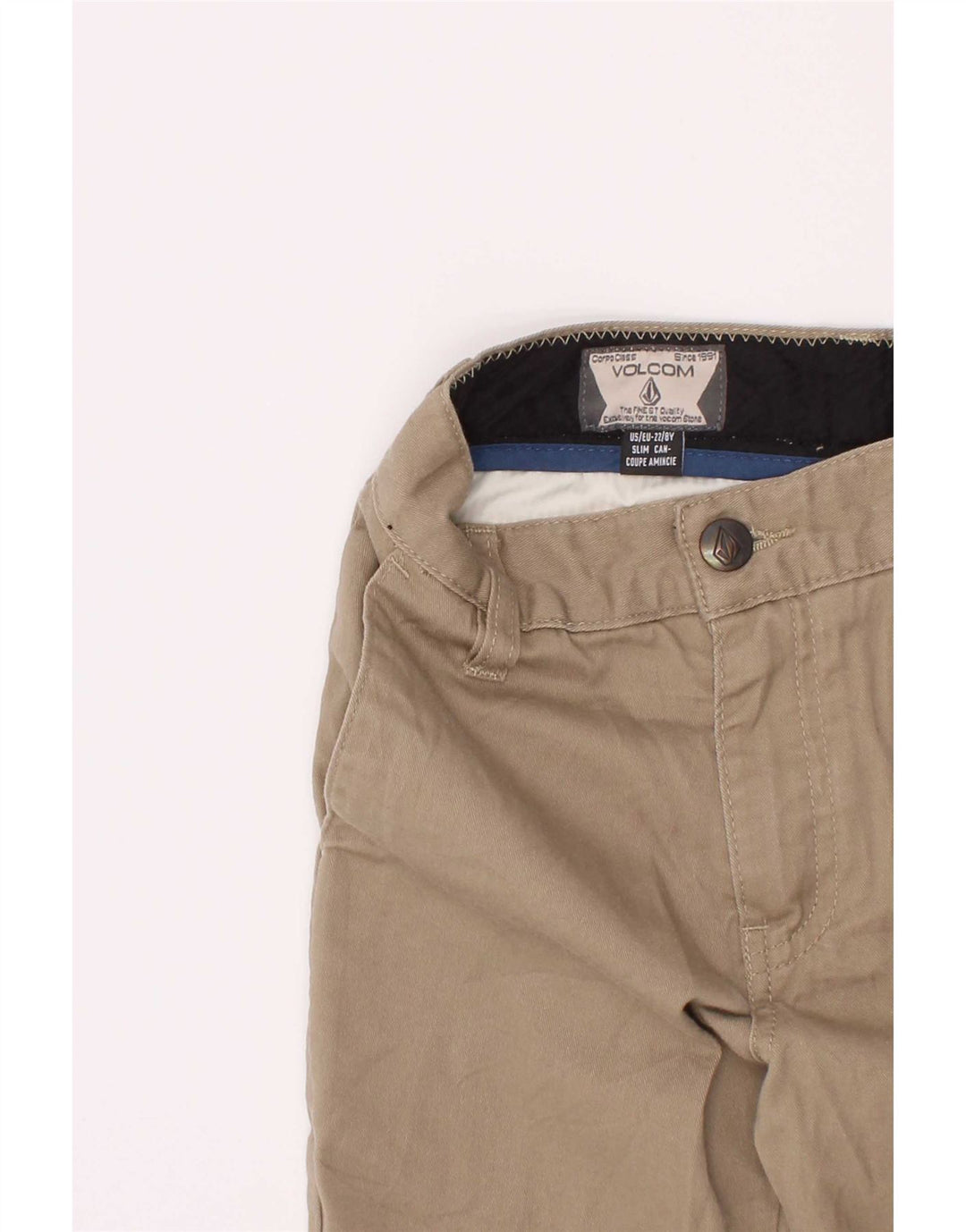 Volcom Boys Chino Shorts 7-8 anos W22 algodão bege