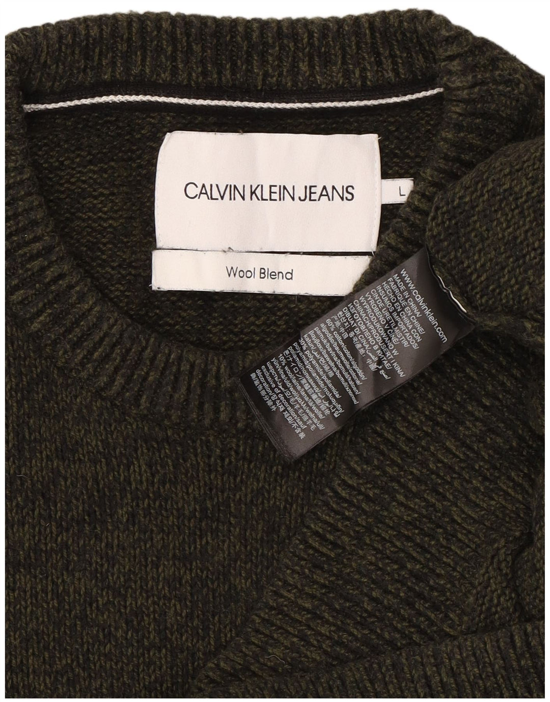 CALVIN KLEIN JEANS Suéter masculino com gola redonda, grande algodão verde