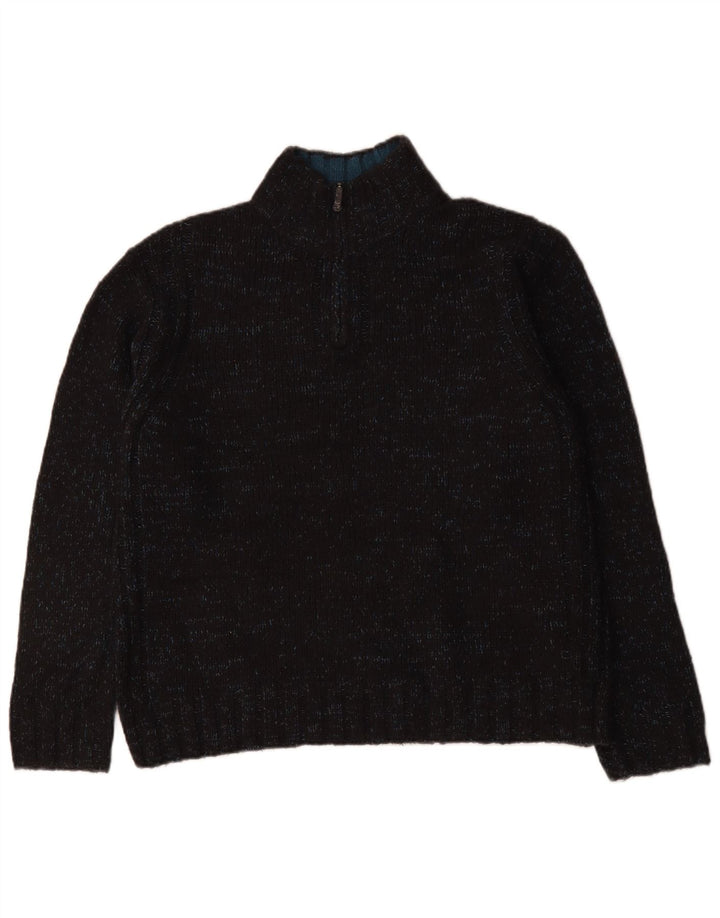 Suéter masculino MARKS & SPENCER Blue Harbor com zíper e gola grande azul marinho