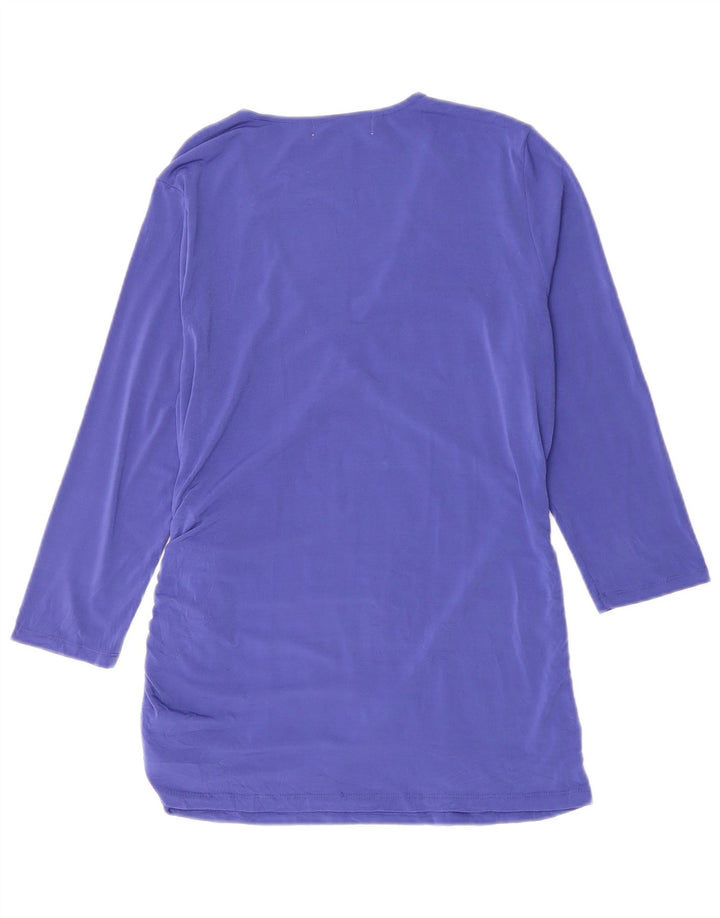 Blusa feminina de manga 3/4 Michael Kors UK 16 grande azul poliéster