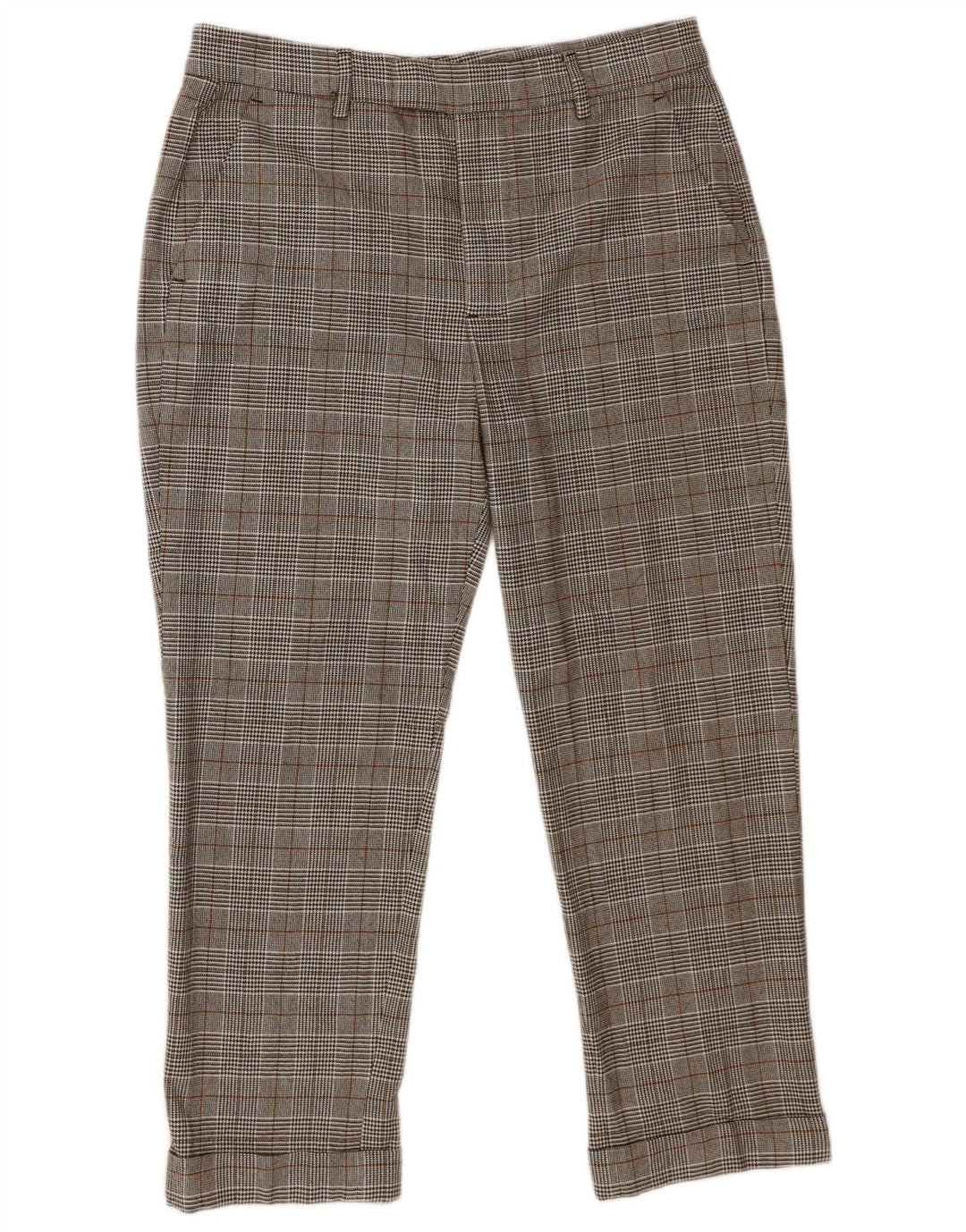 Zara Calça Feminina Slim Cropped EU 40 Médio W30 L25 Cinza Houndstooth