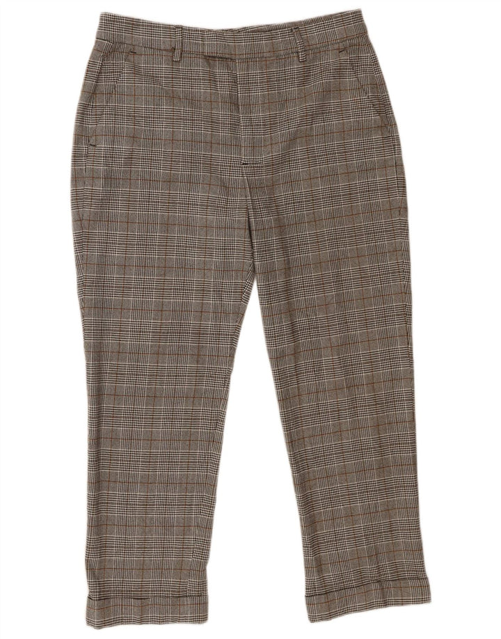 Zara Calça Feminina Slim Cropped EU 40 Médio W30 L25 Cinza Houndstooth