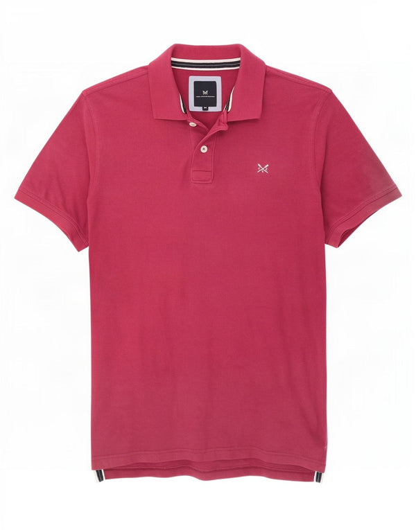 Camisa polo masculina Crew Clothing algodão médio Borgonha