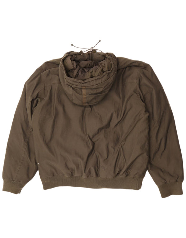 Adidas Mens Jaqueta Acolchoada Com Capuz Reino Unido 40 Grande Cáqui Nylon