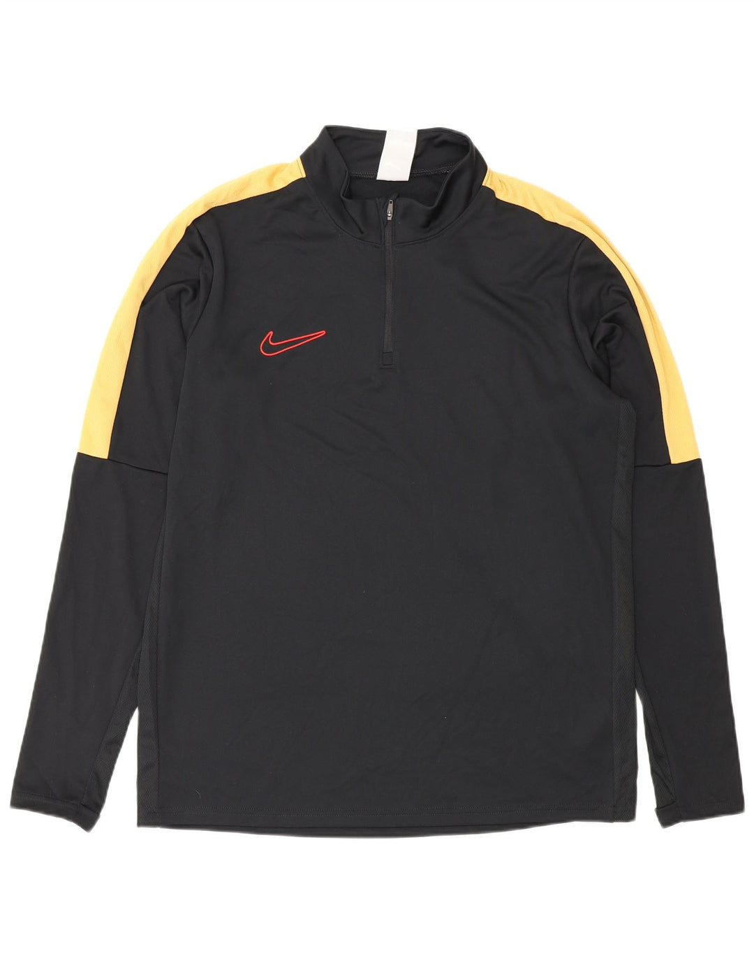 Pulôver masculino Nike Dri Fit com gola zip e moletom grande preto colorido