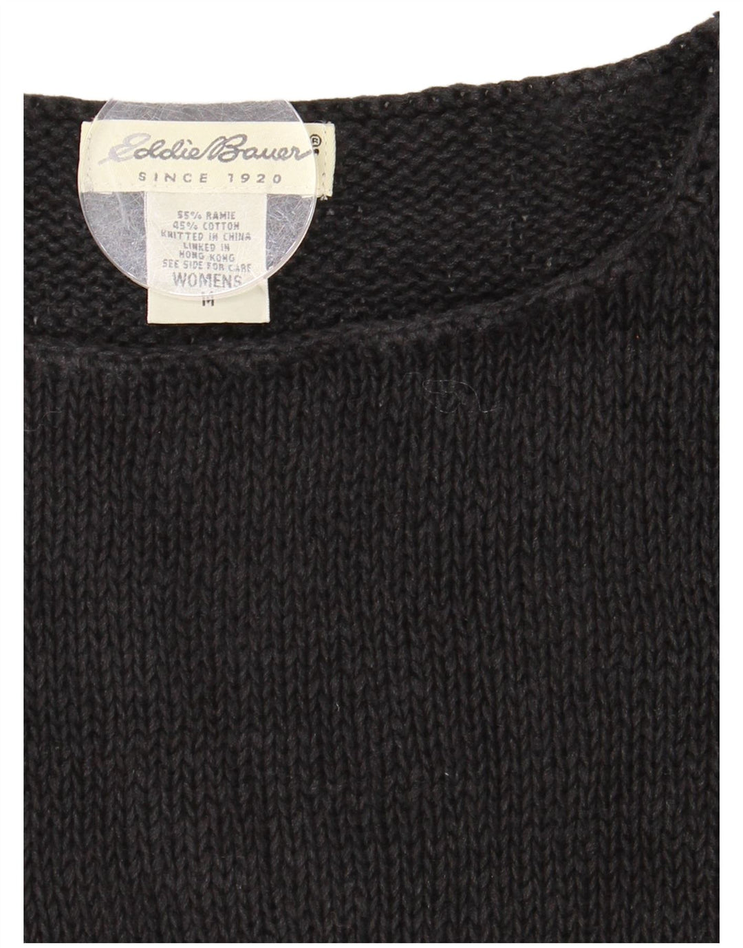 Suéter feminino Eddie Bauer com gola canoa curto Reino Unido 12 médio preto